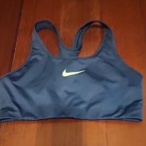 Nike Women's Navy Sports Bra with Lime Logo